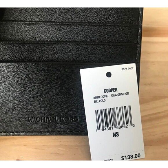 Michael Kors Cooper Mens Wallet Billfold Signature - Green Multi - Picture 4 of 4